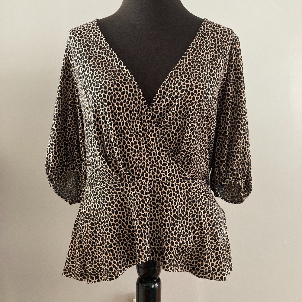 Banana Republic Animal Print Wrap Blouse NWT